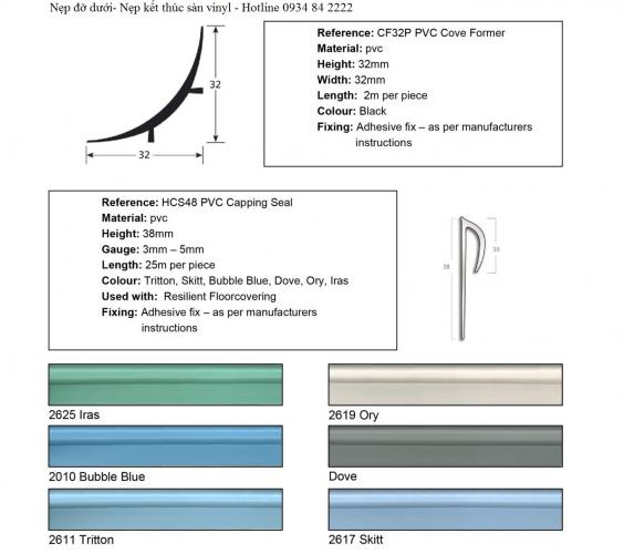 Nẹp đỡ dưới , nẹp kết thúc sàn vinyl JW & Gradus